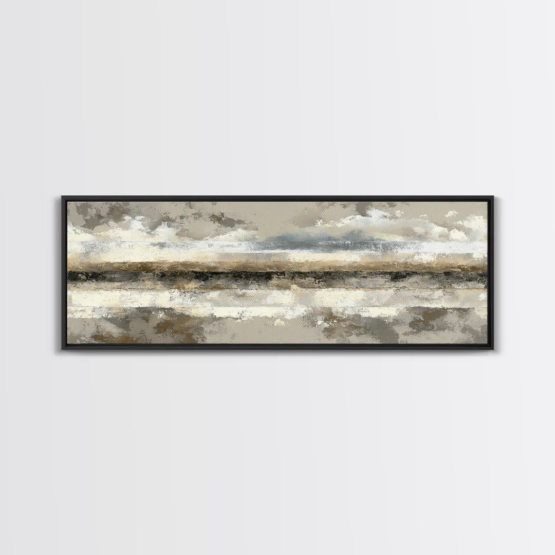 Sophisticated Neutral Abstract Framed Canvas Print, Hotel Art, Minimalist Wall Art, Hotel Decor, Abstract Art, Boutique, HOT-3x1-17