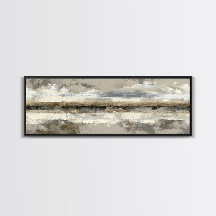 Sophisticated Neutral Abstract Framed Canvas Print, Hotel Art, Minimalist Wall Art, Hotel Decor, Abstract Art, Boutique, HOT-3x1-17