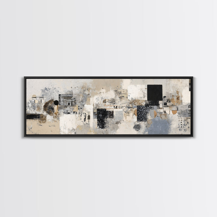 Modern Geometric Composition Framed Canvas Print, Hotel Art, Room Decor, Hotel Decor, Abstract Art, Boutique, Art Print, HOT-3x1-23