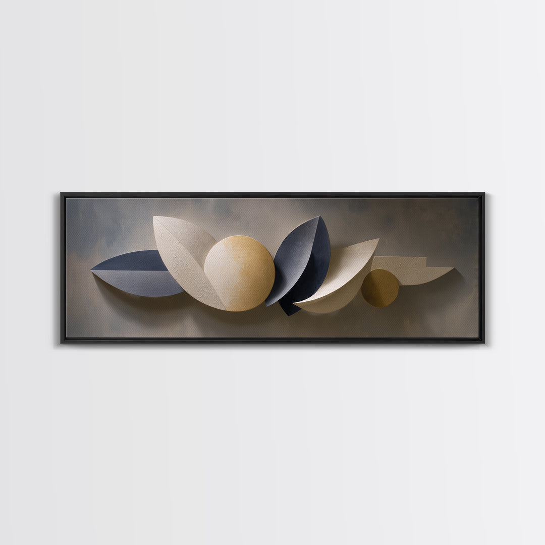 Minimal Sculpture Shapes Framed Canvas Print, Hotel Art, City Wall Art, Hotel Decor, Abstract Art, Boutique, Minimalist Decor, HOT-3x1-28