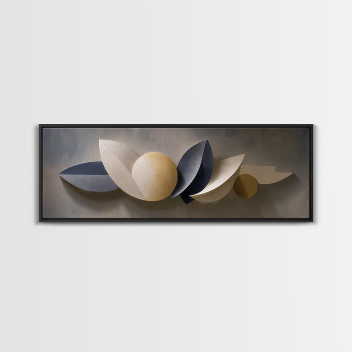Minimal Sculpture Shapes Framed Canvas Print, Hotel Art, City Wall Art, Hotel Decor, Abstract Art, Boutique, Minimalist Decor, HOT-3x1-28