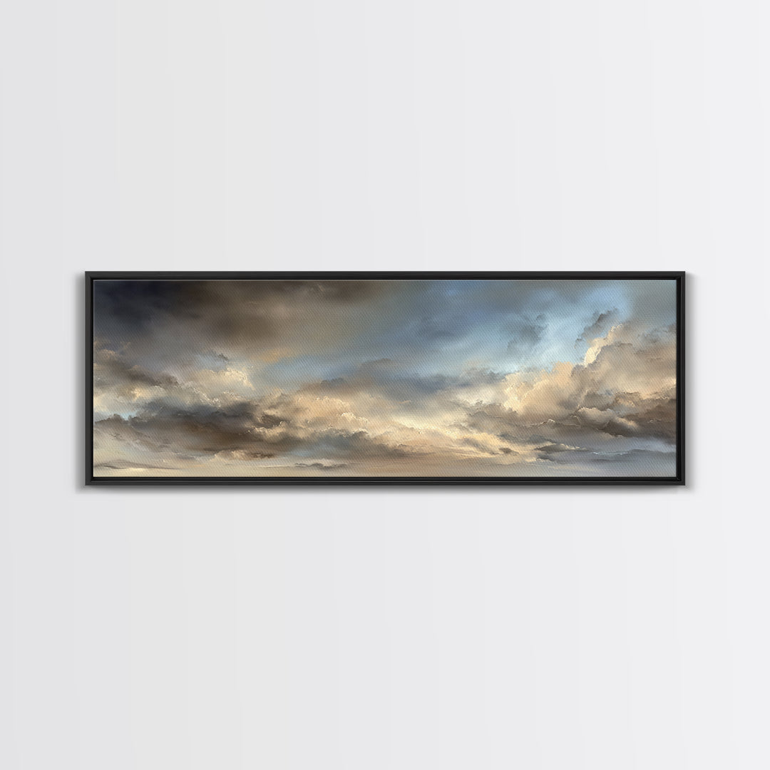 Large Cloudscape with Subtle Drama Canvas Print, Hotel Art, Coastal Decor, Hotel Decor, Fine Art, Boutique, Statement Artwork, HOT-3x1-33