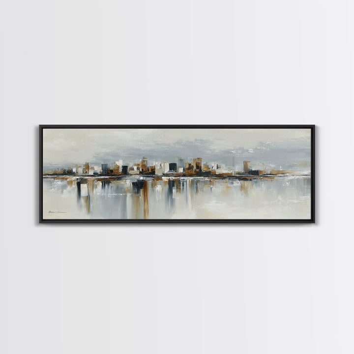 Quiet City Skyline Canvas Print, Hotel Art, Modern Wall Art, Hotel Decor, Abstract Art, Boutique, Neutral Decor, Modern Decor, HOT-3x1-42