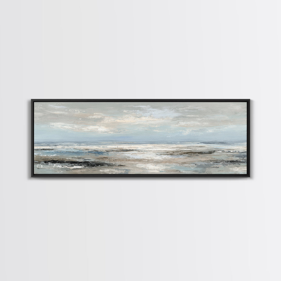 Mediterranean Terrace View Focused on Sea and Framed Canvas Print, Hotel Art, Art Print, Hotel Decor, Fine Art, Boutique, HOT-3x1-51