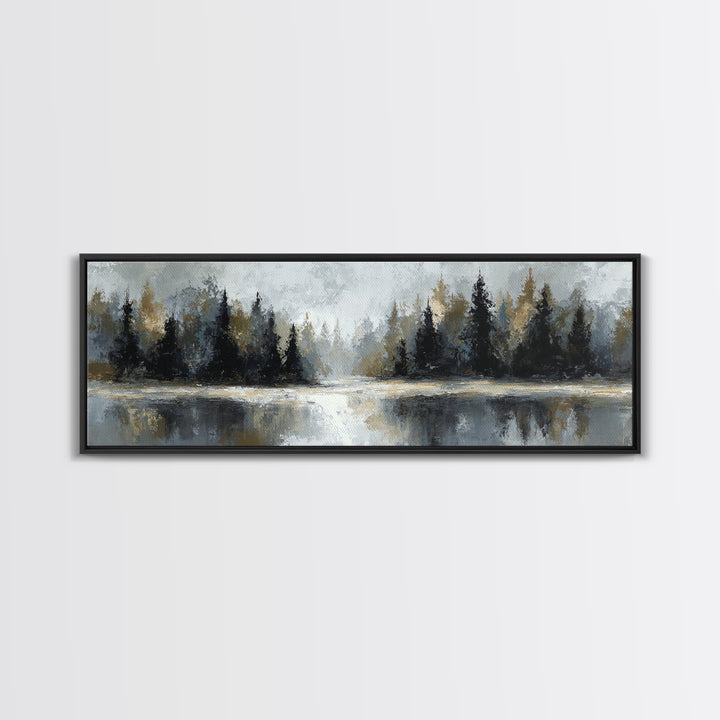 Misty Forest with Refined Calm Atmosphere Canvas Print, Hotel Art, Travel Poster, Hotel Decor, Fine Art, Boutique, HOT-3x1-54
