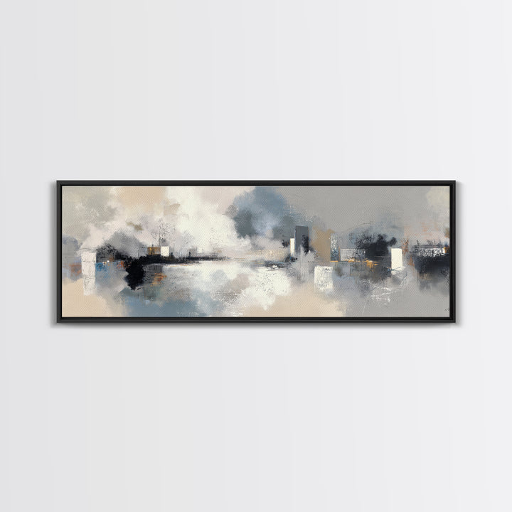 Large Calming Seascape Framed Canvas Print, Hotel Art, Art Deco, Hotel Decor, Fine Art, Boutique, Minimalist Wall Art, HOT-3x1-67