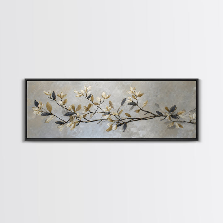 Elegant Botanical Branch on Ivory Ground Framed Canvas Print, Hotel Art, Gallery Decor, Hotel Decor, Fine Art, Boutique, HOT-3x1-69