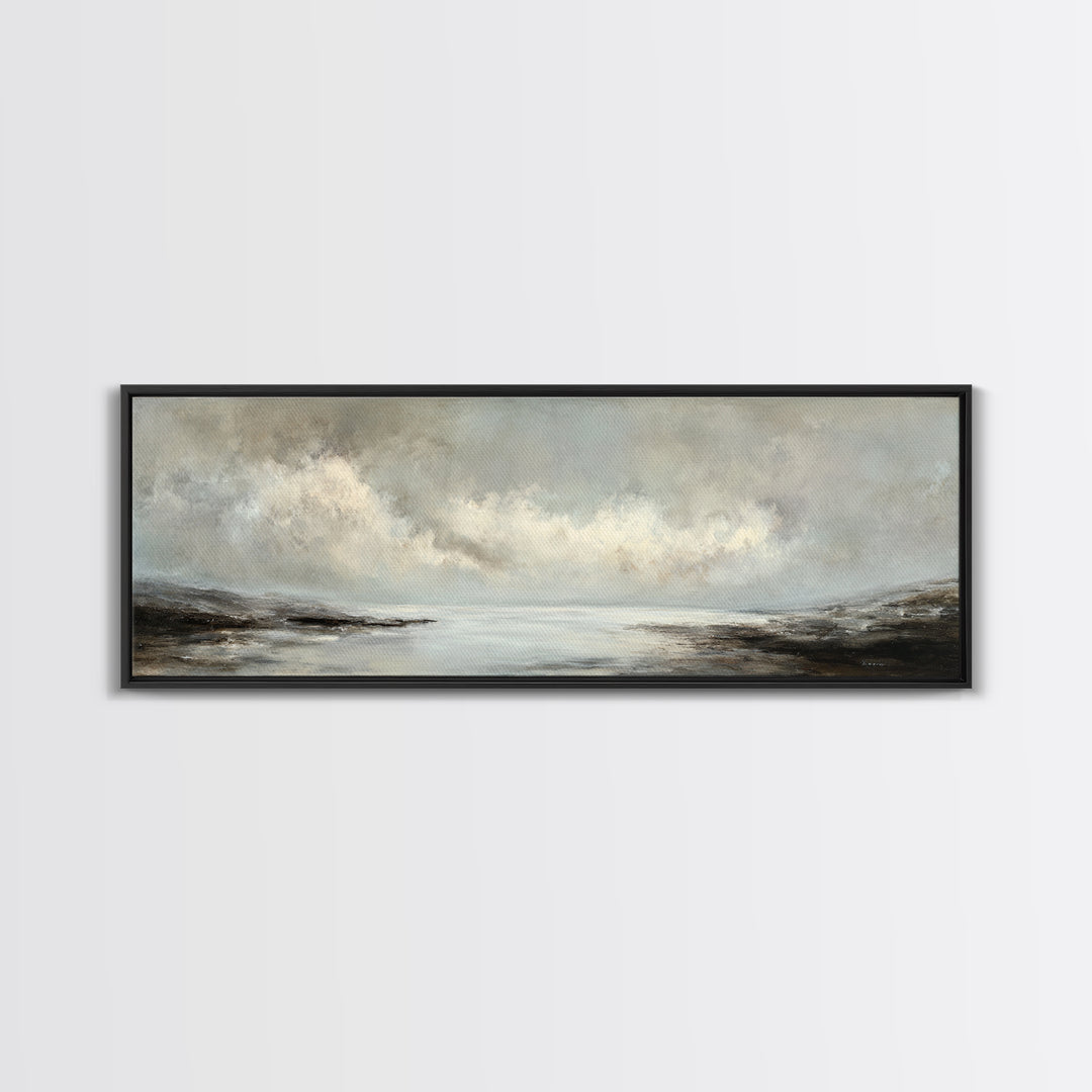 Luxury Monochrome Landscape Canvas Print, Hotel Art, Wall Art, Hotel Decor, Fine Art, Boutique, Abstract Art, Framed Art, HOT-3x1-70