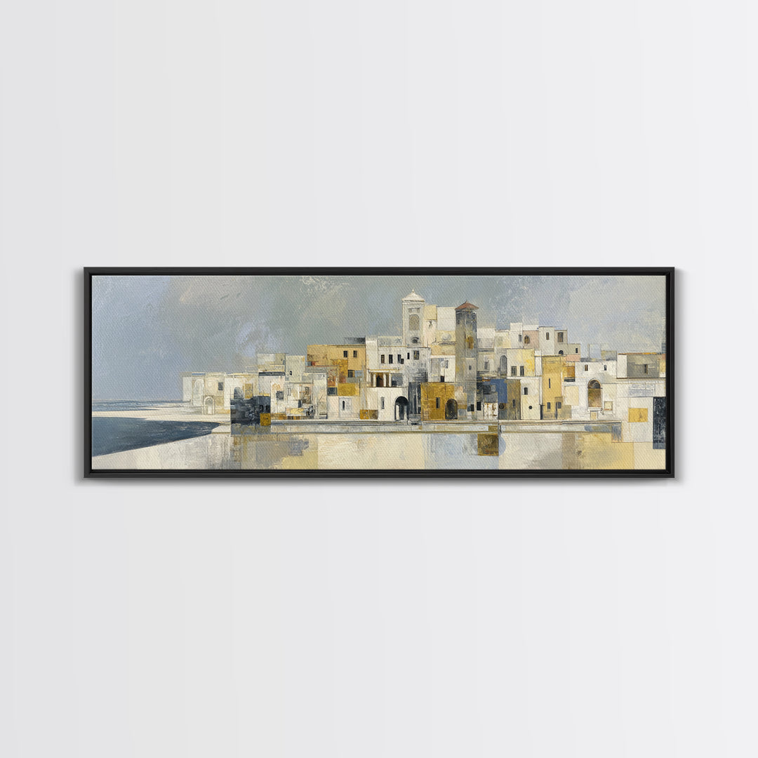 Mediterranean Terrace View Focused on Sea and Canvas Print, Hotel Art, Framed Art, Hotel Decor, Boutique, Beach Prints, HOT-3x1-75