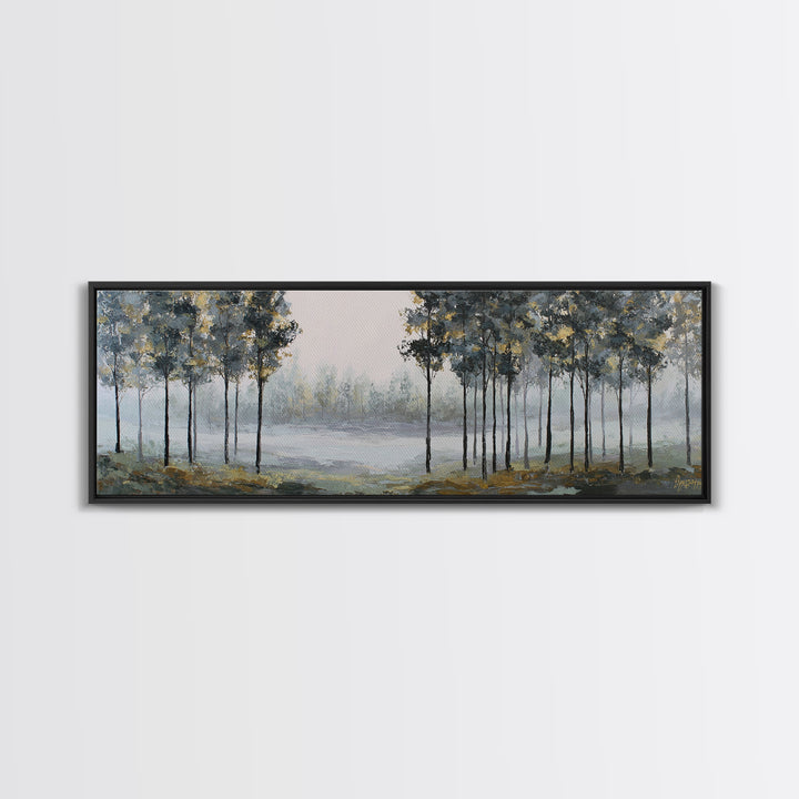 Misty Forest with Refined Calm Atmosphere Canvas Print, Hotel Art, Hotel Decor, Oil Painting, Boutique, Wall Sculpture, HOT-3x1-78
