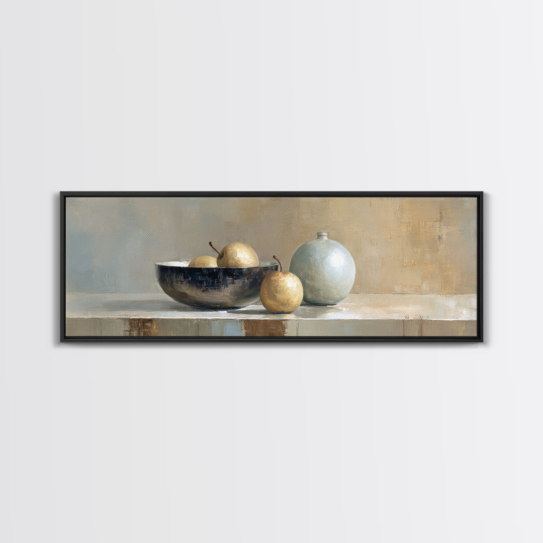 Elegant Pear Still Life on Linen Canvas Print, Hotel Art, City Wall Art, Hotel Decor, Abstract Art, Boutique, Minimalist Decor, HOT-3x1-85