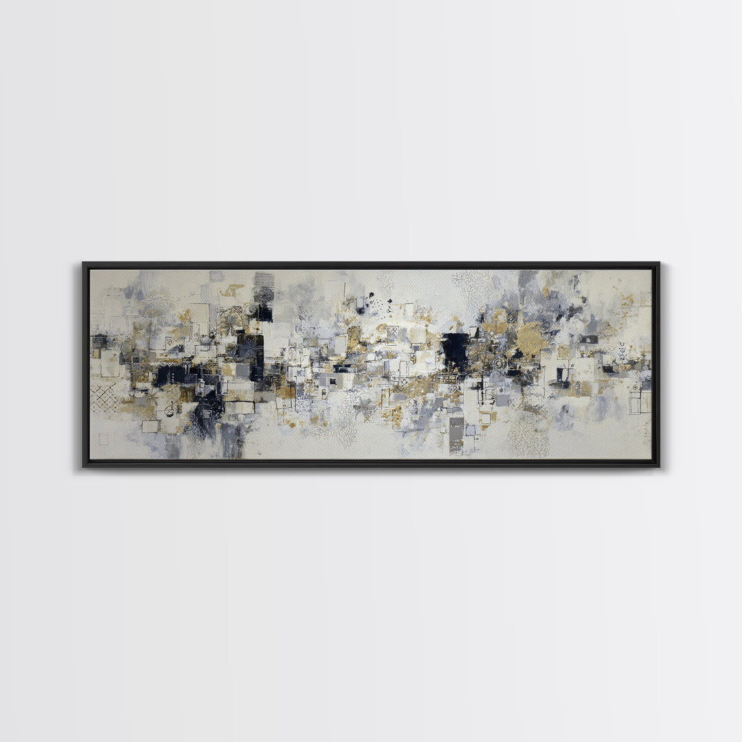 Simple Black Line Figure Framed Canvas Print, Hotel Art, Large Wall Art, Hotel Decor, Fine Art, Boutique, Beach Decor, HOT-3x1-87