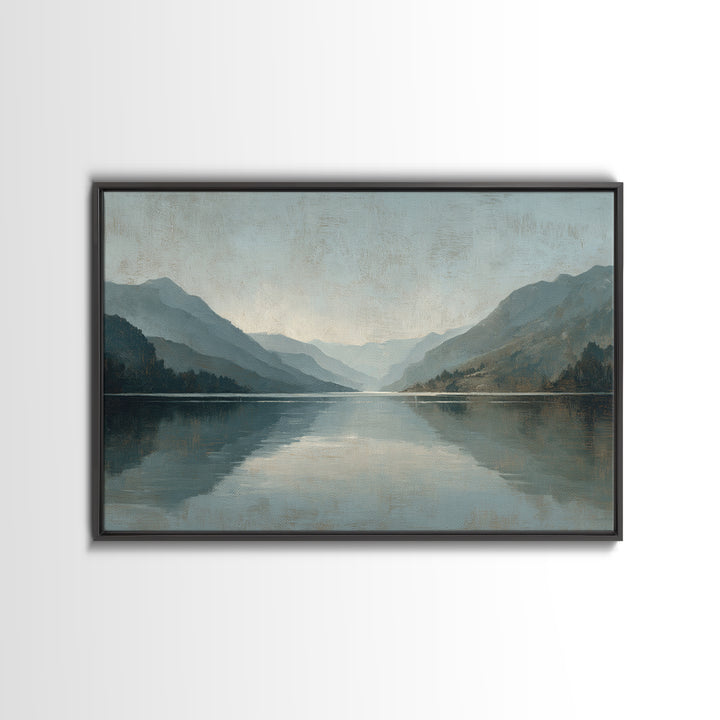 Serene Mountain Lake for Boutique Hotel Mood Canvas Print, Hotel Art, Coastal Decor, Hotel Decor, Oil Painting, Boutique, HOT-3x2-12