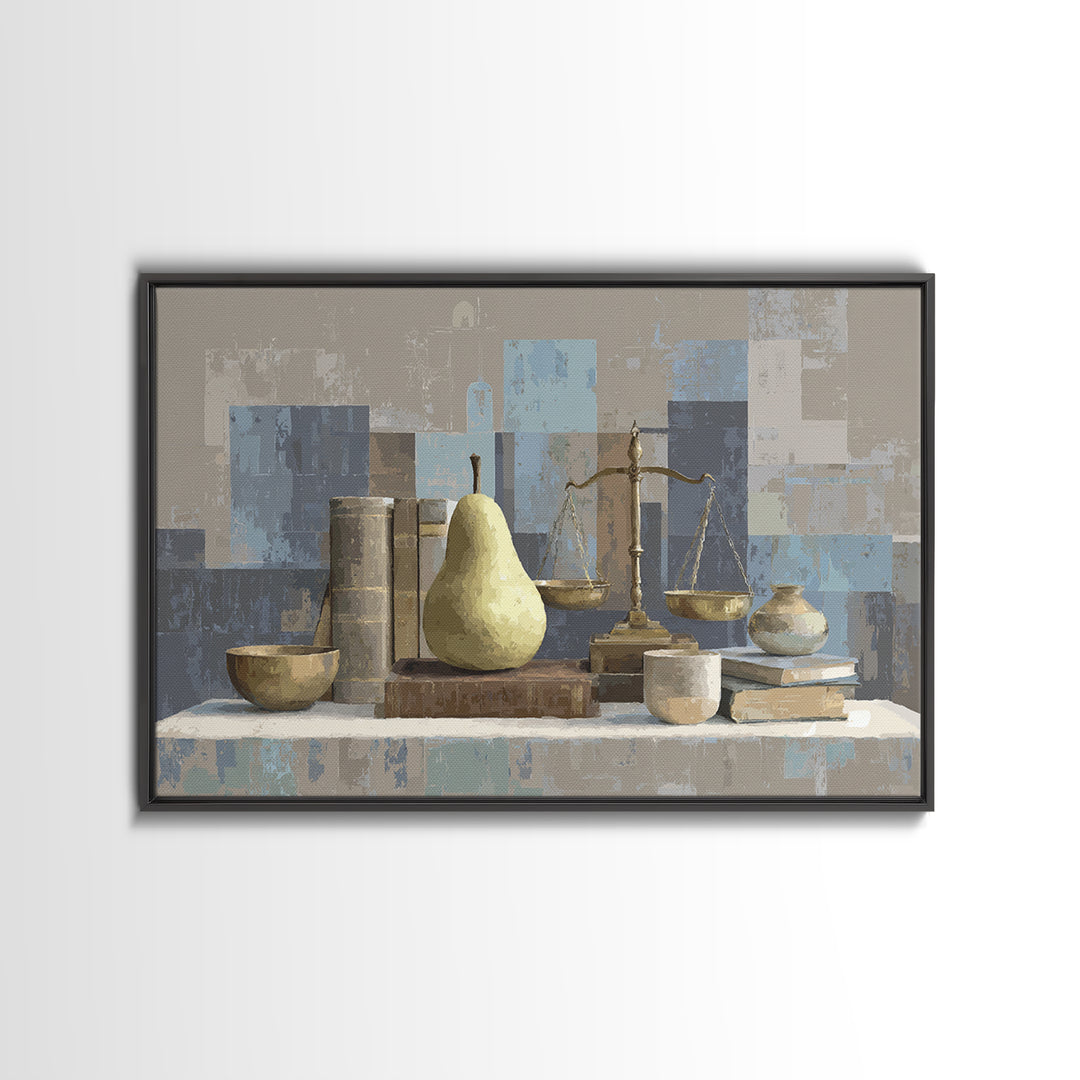Elegant Pear Still Life on Linen Canvas Print, Hotel Art, Neutral Decor, Hotel Decor, Fine Art, Boutique, Home Decor, HOT-3x2-49