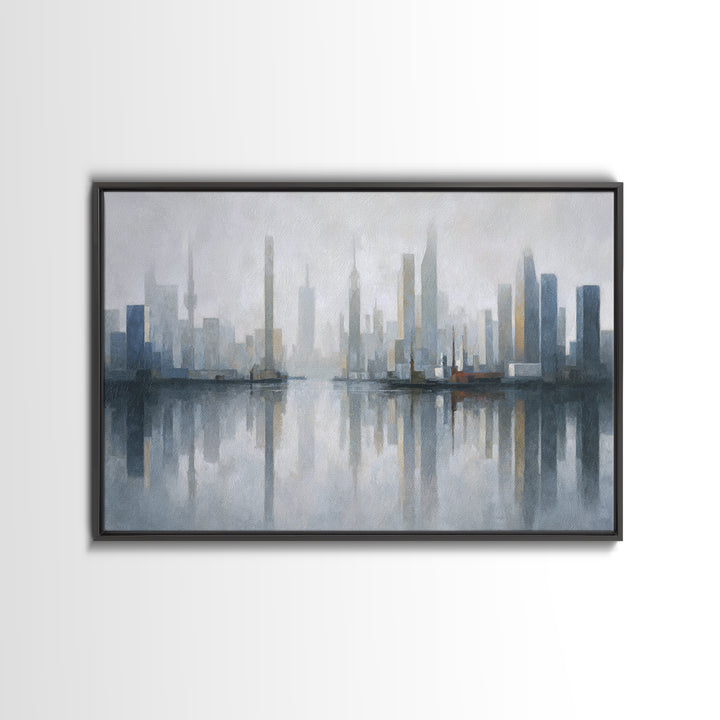 Quiet City Skyline Canvas Print, Hotel Art, Coastal Decor, Hotel Decor, Fine Art, Boutique, Statement Artwork, Boho Decor, HOT-3x2-54