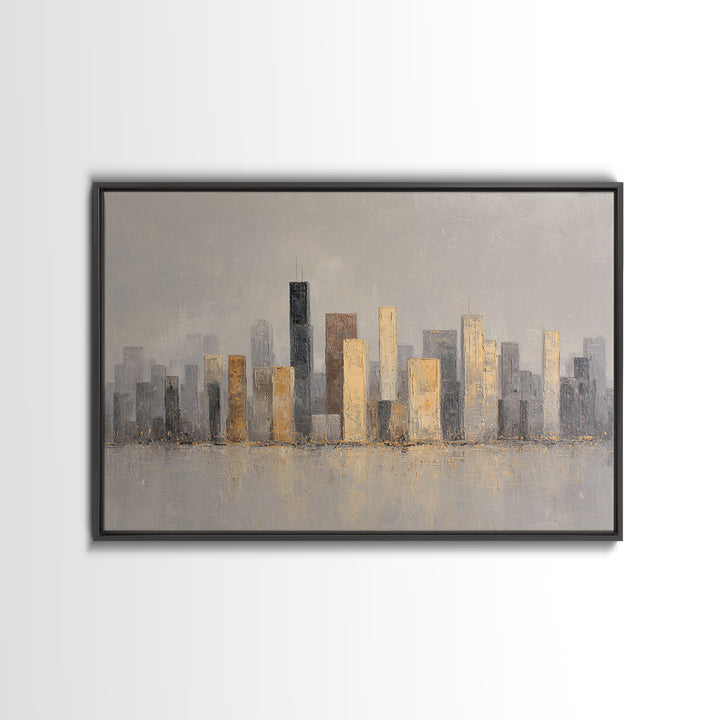 Quiet City Skyline Framed Canvas Print, Hotel Art, Living Room Decor, Hotel Decor, Fine Art, Boutique, City Wall Art, HOT-3x2-6