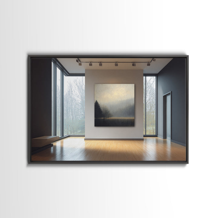 Misty Forest with Refined Calm Atmosphere Canvas Print, Hotel Art, Modern Wall Art, Hotel Decor, Boutique, Neutral Decor, HOT-3x2-66