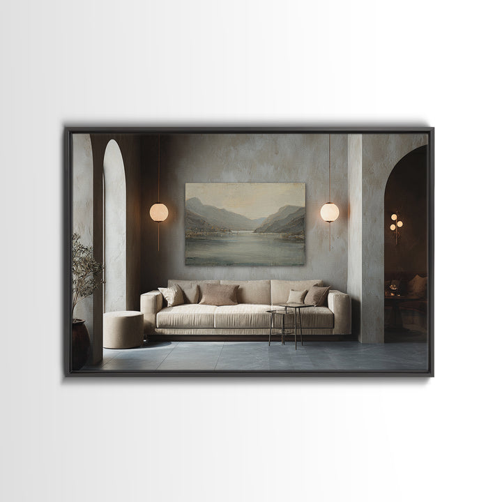 Serene Mountain Lake for Boutique Hotel Mood Canvas Print, Hotel Art, Poster, Hotel Decor, Fine Art, Boutique, Wood Wall Art, HOT-3x2-84