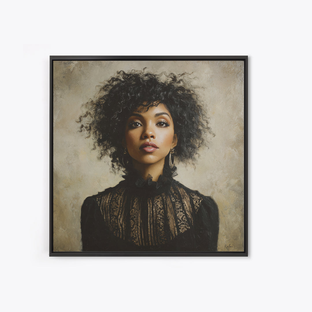 Curly Hair Portrait Canvas Print, Hair Salon Art, Minimalist Wall Art, Living Room Decor, Oil Painting, Style, Hair Stylist, HSA-1x1-15
