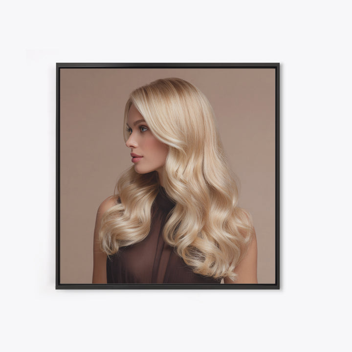 Blonde Waves Painted Framed Canvas Print, Hair Salon Art, African Art, Living Room Decor, Watercolor Art, Style, HSA-1x1-16