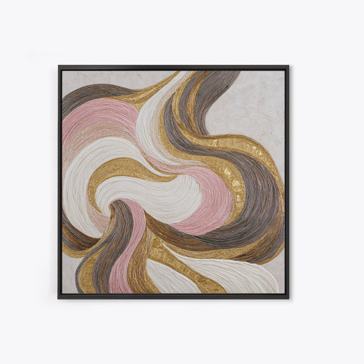 Abstract Hair Strands Forming Elegant Waves Framed Canvas Print, Hair Salon Art, African Art, Living Room Decor, Style, HSA-1x1-27