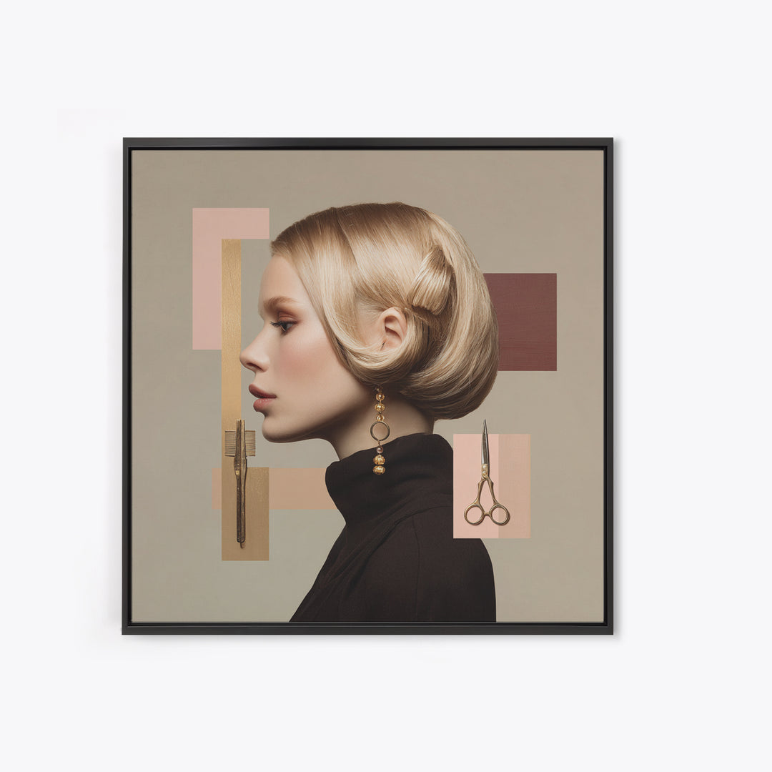 Minimal Female Profile Canvas Print, Hair Salon Art, Black Art, Living Room Decor, Watercolor Art, Style, Black Girl Art, HSA-1x1-36