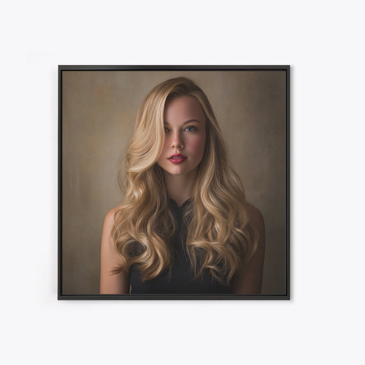 Blonde Waves Painted Framed Canvas Print, Hair Salon Art, Luxury Decor, Living Room Decor, Fine Art, Style, Printable Wall Art, HSA-1x1-40