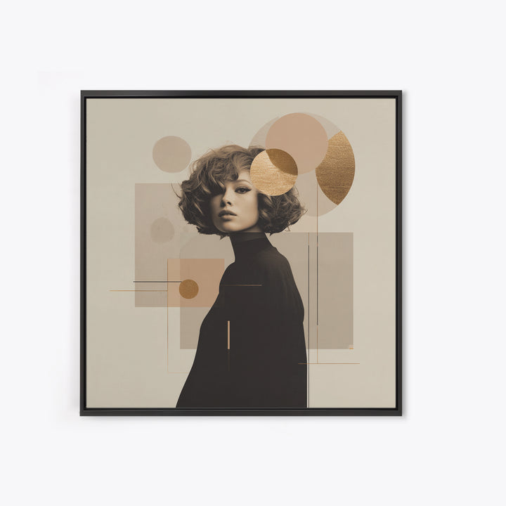 Mod 1960s Beauty Portrait Framed Canvas Print, Hair Salon Art, Home Decor, Living Room Decor, Fine Art, Style, Contemporary Art, HSA-1x1-67