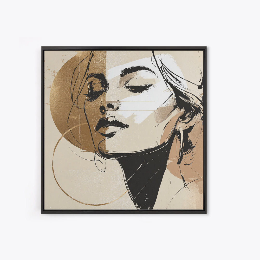 Black and White Line Art Salon Figure Framed Canvas Print, Hair Salon Art, Black Wall Art, Living Room Decor, Fine Art, Style, HSA-1x1-7