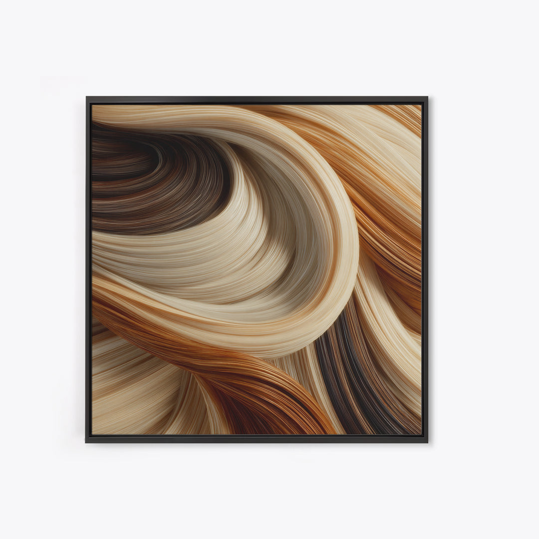 Abstract Hair Strands Forming Elegant Waves Canvas Print, Hair Salon Art, Neutral Decor, Living Room Decor, Abstract Art, Style, HSA-1x1-75