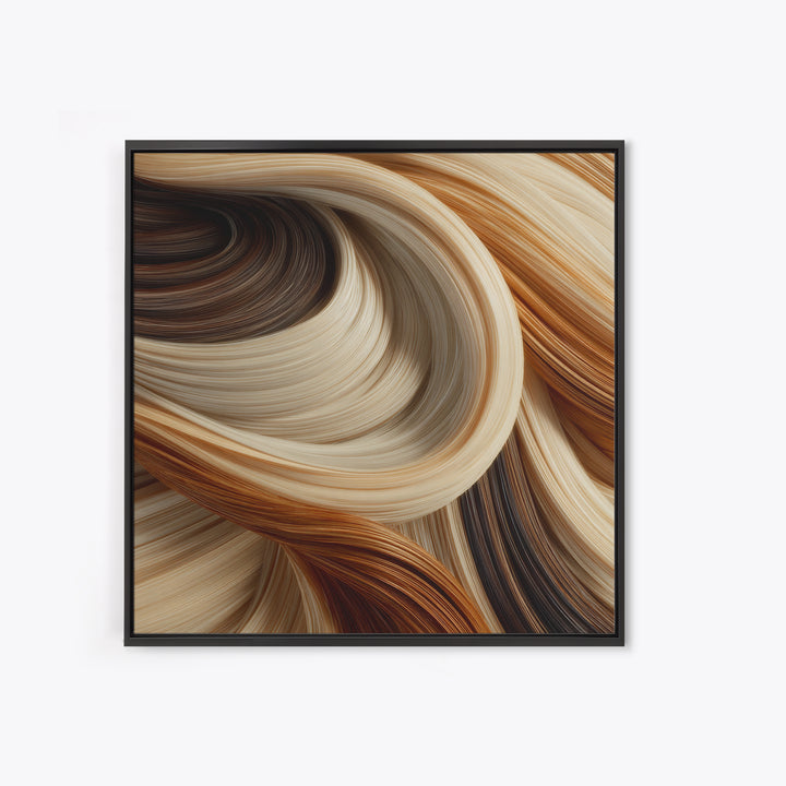 Abstract Hair Strands Forming Elegant Waves Canvas Print, Hair Salon Art, Neutral Decor, Living Room Decor, Abstract Art, Style, HSA-1x1-75