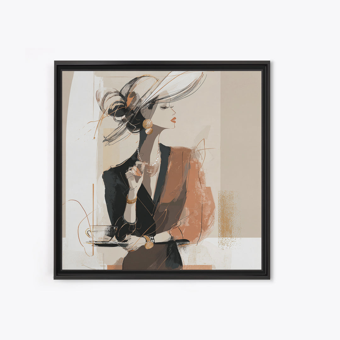 Black and White Line Art Salon Figure Framed Canvas Print, Hair Salon Art, Modern Decor, Living Room Decor, Fine Art, Style, HSA-1x1-79