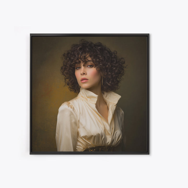 Curly Hair Portrait Canvas Print, Hair Salon Art, Statement Artwork, Living Room Decor, Fine Art, Style, Digital Prints, HSA-1x1-87