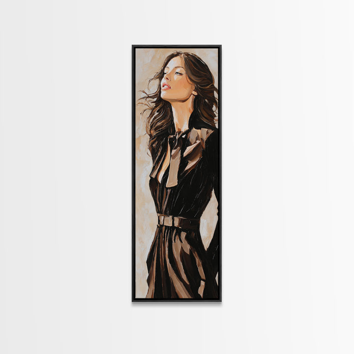 Fashion Portrait with Flowing Glossy Hair Canvas Print, Hair Salon Art, Fine Art Print, Living Room Decor, Fine Art, Style, HSA-1x3-13