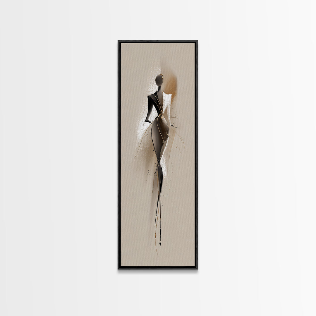 Black and White Line Art Salon Figure Framed Canvas Print, Hair Salon Art, Art, Living Room Decor, Style, Black Art Prints, HSA-1x3-19