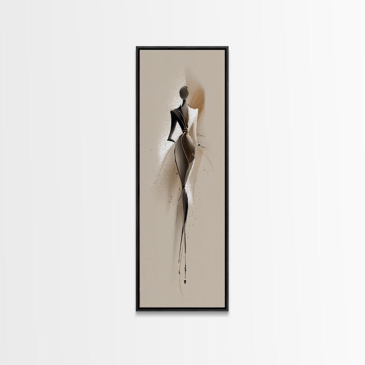 Black and White Line Art Salon Figure Framed Canvas Print, Hair Salon Art, Art, Living Room Decor, Style, Black Art Prints, HSA-1x3-19