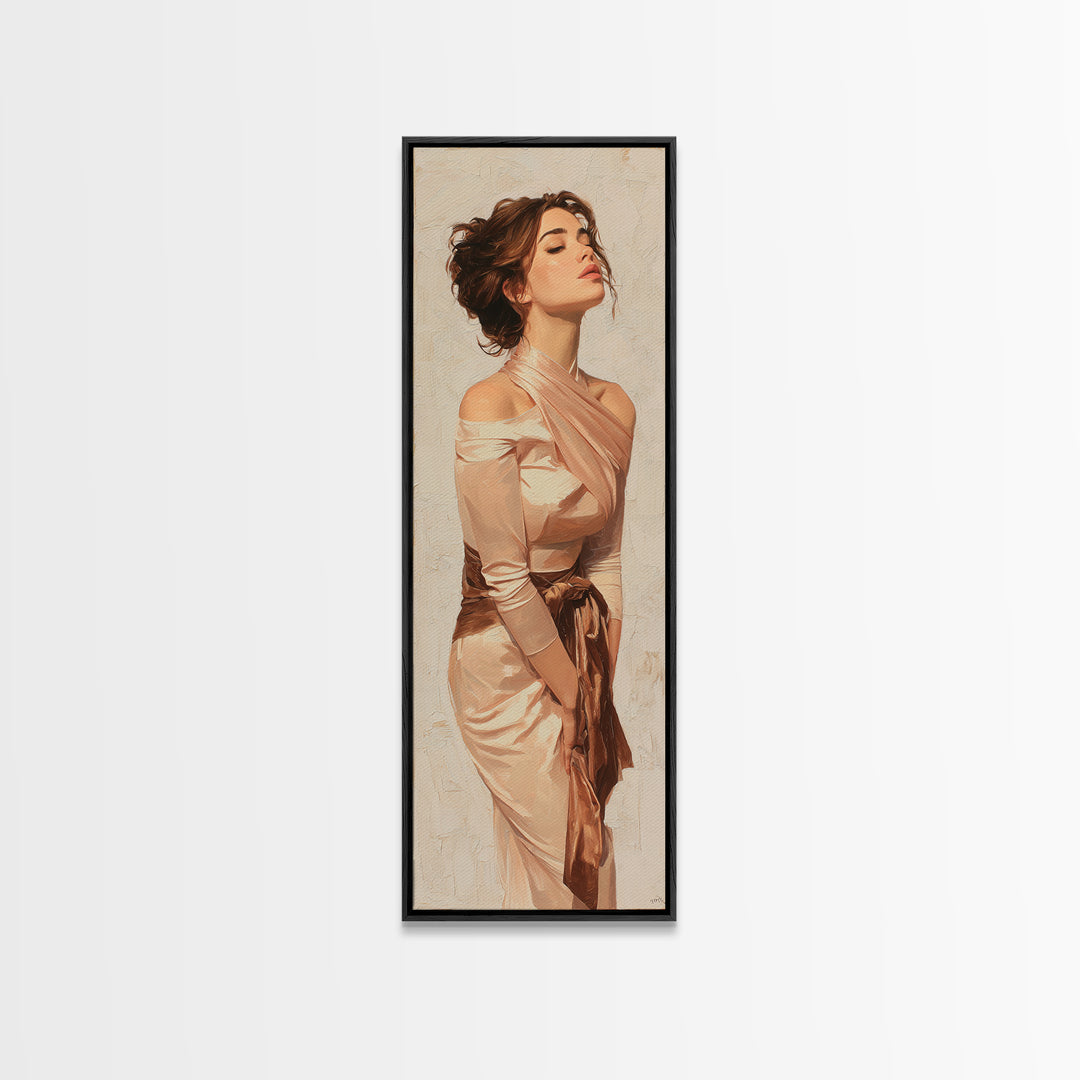Curly Hair Portrait Framed Canvas Print, Hair Salon Art, Minimalist Decor, Living Room Decor, Fine Art, Style, Black Wall Art, HSA-1x3-3