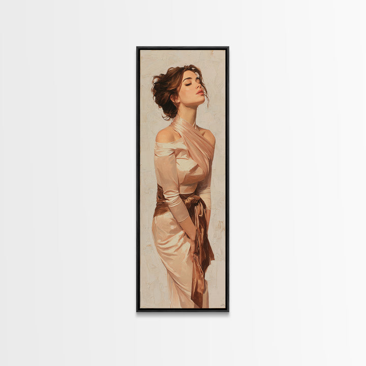 Curly Hair Portrait Framed Canvas Print, Hair Salon Art, Minimalist Decor, Living Room Decor, Fine Art, Style, Black Wall Art, HSA-1x3-3