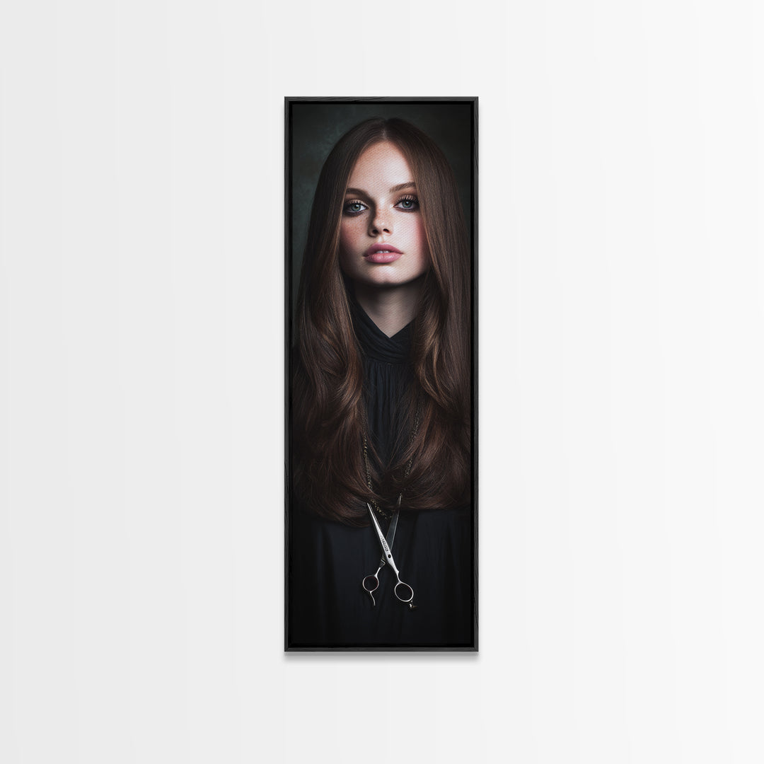 Glamour Face Portrait Canvas Print, Hair Salon Art, Contemporary Art, Living Room Decor, Fine Art, Style, Modern Art, HSA-1x3-44