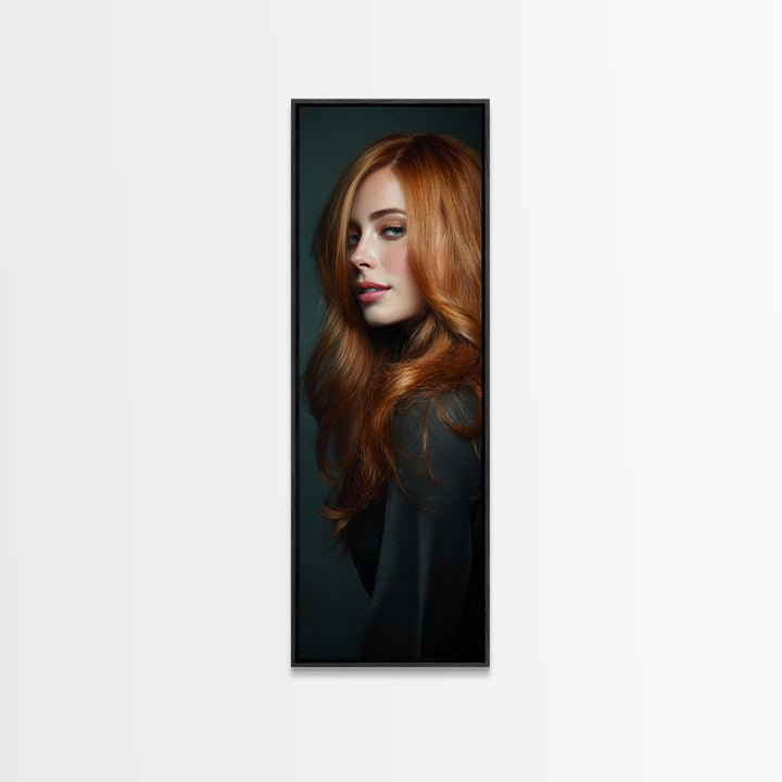 Copper Hair Silhouette Framed Canvas Print, Hair Salon Art, Girls Room Decor, Living Room Decor, Fine Art, Style, HSA-1x3-46