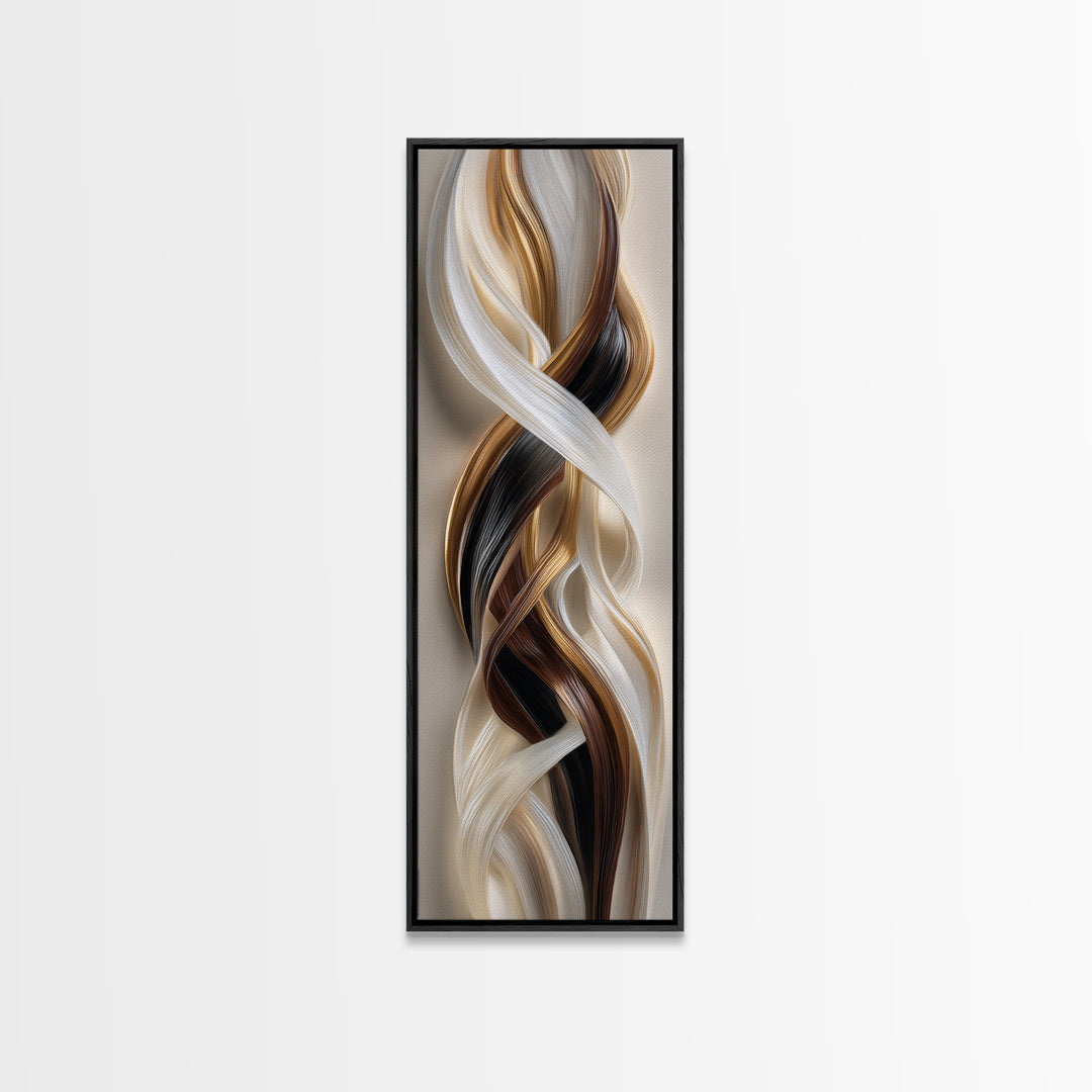 Abstract Hair Strands Forming Elegant Waves Canvas Print, Hair Salon Art, Digital Download Art, Living Room Decor, Abstract Art, HSA-1x3-63