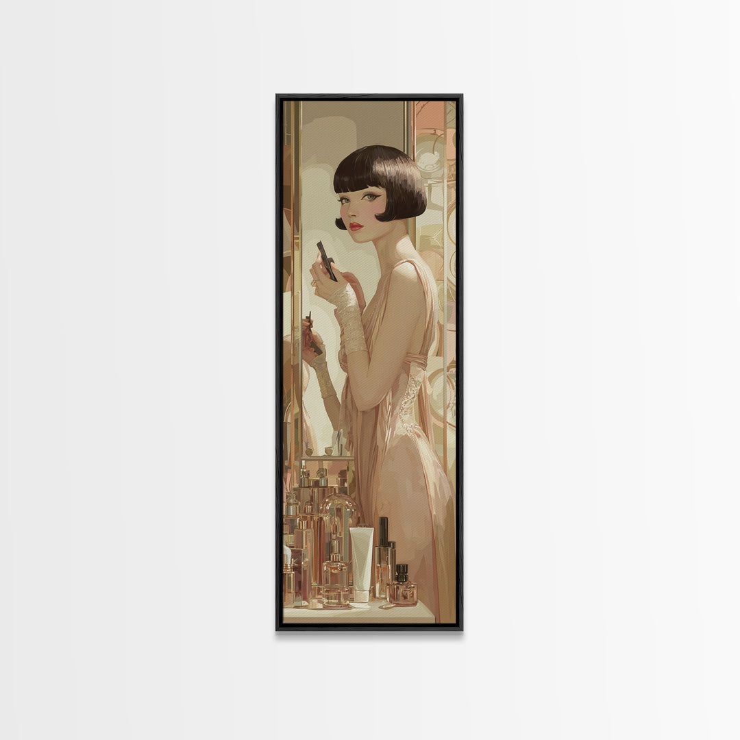 Woman with Dramatic Bob Haircut in Art Framed Canvas Print, Hair Salon Art, Printable Art, Living Room Decor, Fine Art, Style, HSA-1x3-64