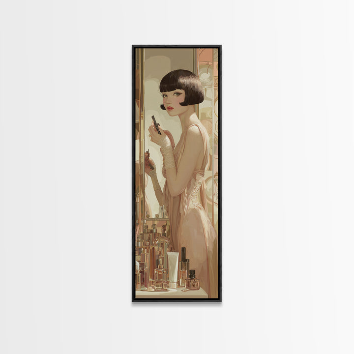 Woman with Dramatic Bob Haircut in Art Framed Canvas Print, Hair Salon Art, Printable Art, Living Room Decor, Fine Art, Style, HSA-1x3-64