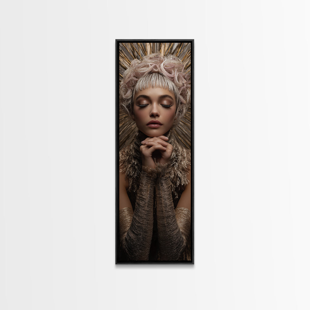 Glamour Face Portrait Canvas Print, Hair Salon Art, Black Wall Art, Living Room Decor, Oil Painting, Style, Afrocentric Art, HSA-1x3-68