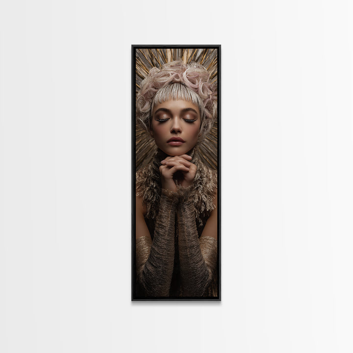 Glamour Face Portrait Canvas Print, Hair Salon Art, Black Wall Art, Living Room Decor, Oil Painting, Style, Afrocentric Art, HSA-1x3-68