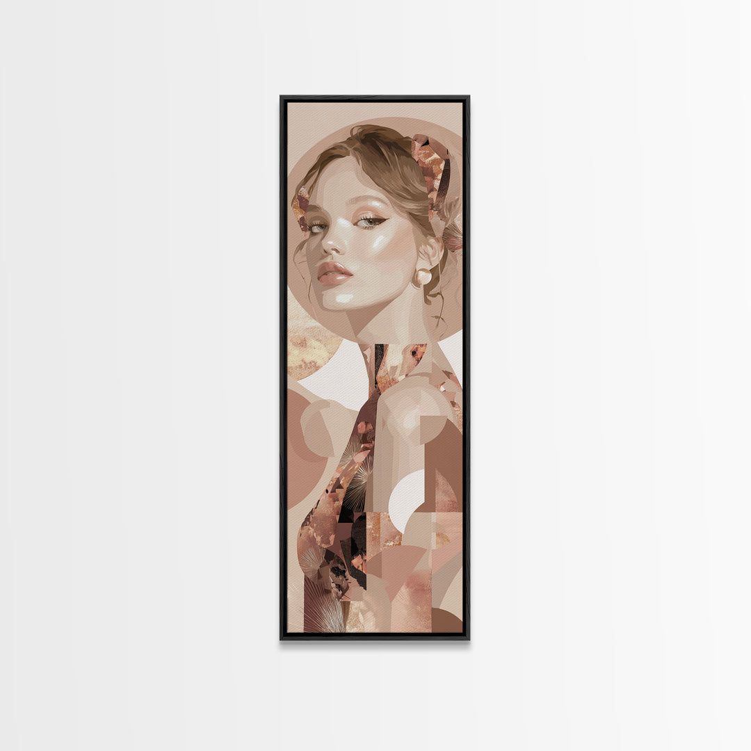 Mod 1960s Beauty Portrait Canvas Print, Hair Salon Art, Contemporary Art, Living Room Decor, Oil Painting, Style, Modern Art, HSA-1x3-7