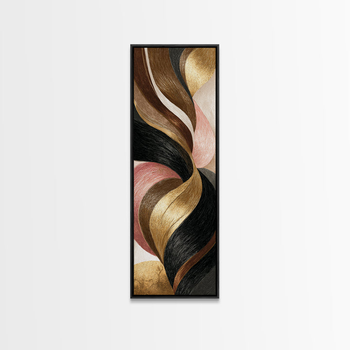 Luxury Black and Gold Beauty Emblem Framed Canvas Print, Hair Salon Art, Black Art, Living Room Decor, Fine Art, Style, HSA-1x3-84