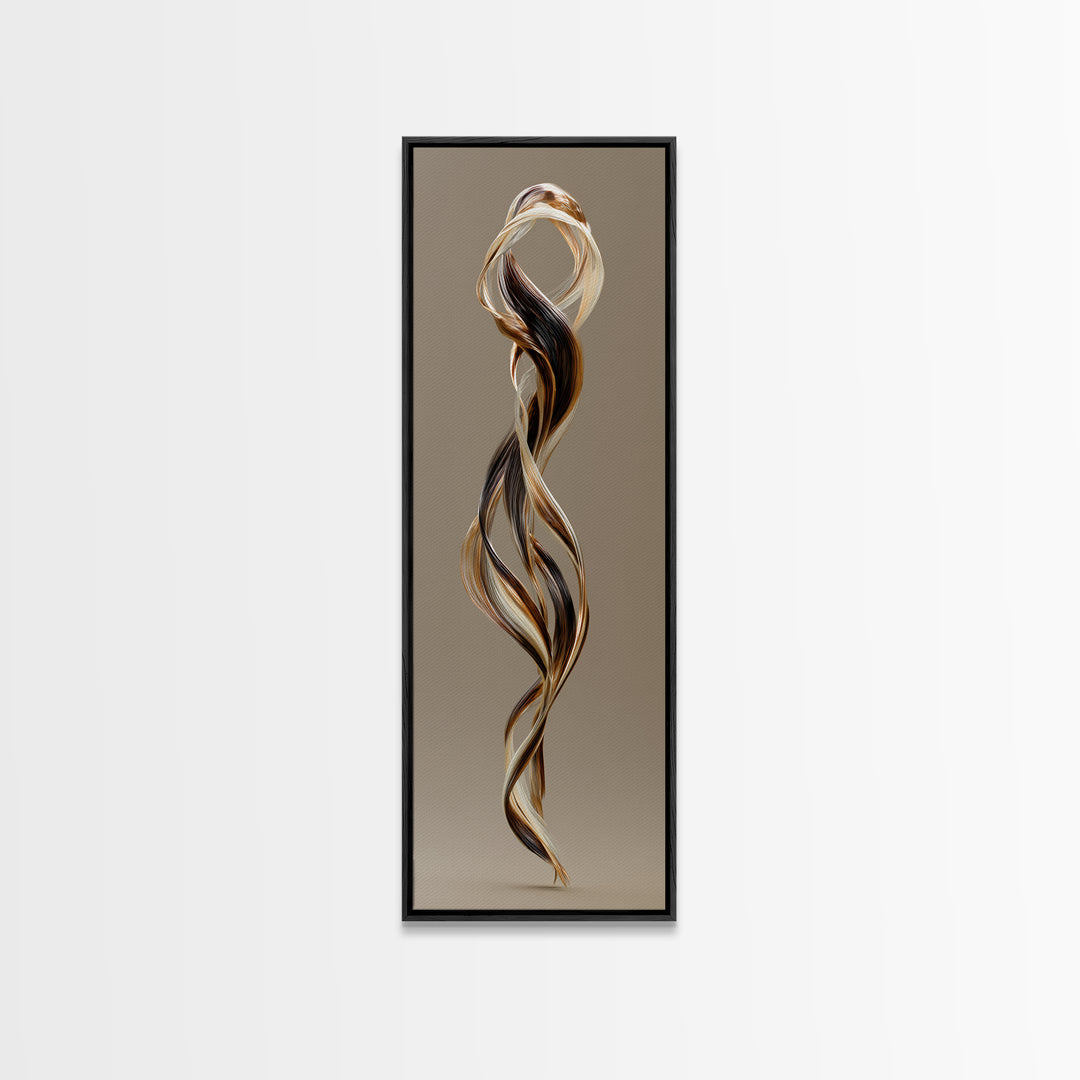 Hair Strands Turning into Abstract Ribbons Canvas Print, Hair Salon Art, Gallery Decor, Living Room Decor, Abstract Art, Style, HSA-1x3-9