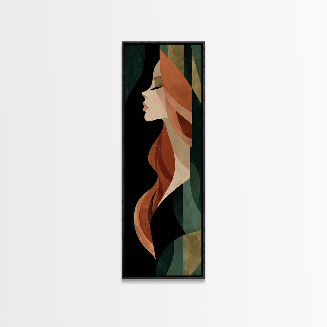 Copper Hair Silhouette Canvas Print, Hair Salon Art, Modern Decor, Living Room Decor, Fine Art, Style, Digital Prints, HSA-1x3-94