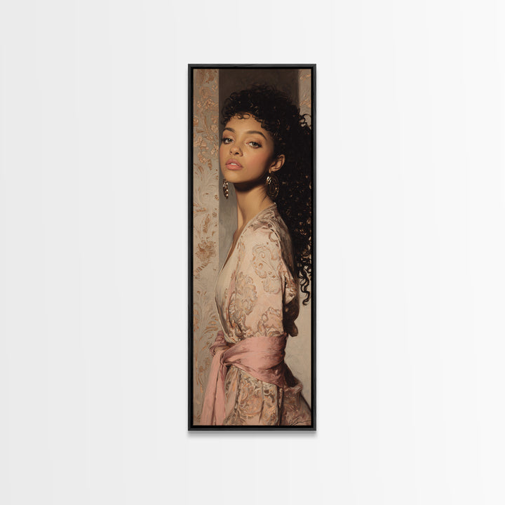 Curly Hair Portrait Canvas Print, Hair Salon Art, Hairdresser Gift, Living Room Decor, Fine Art, Style, Textured Painting, HSA-1x3-99